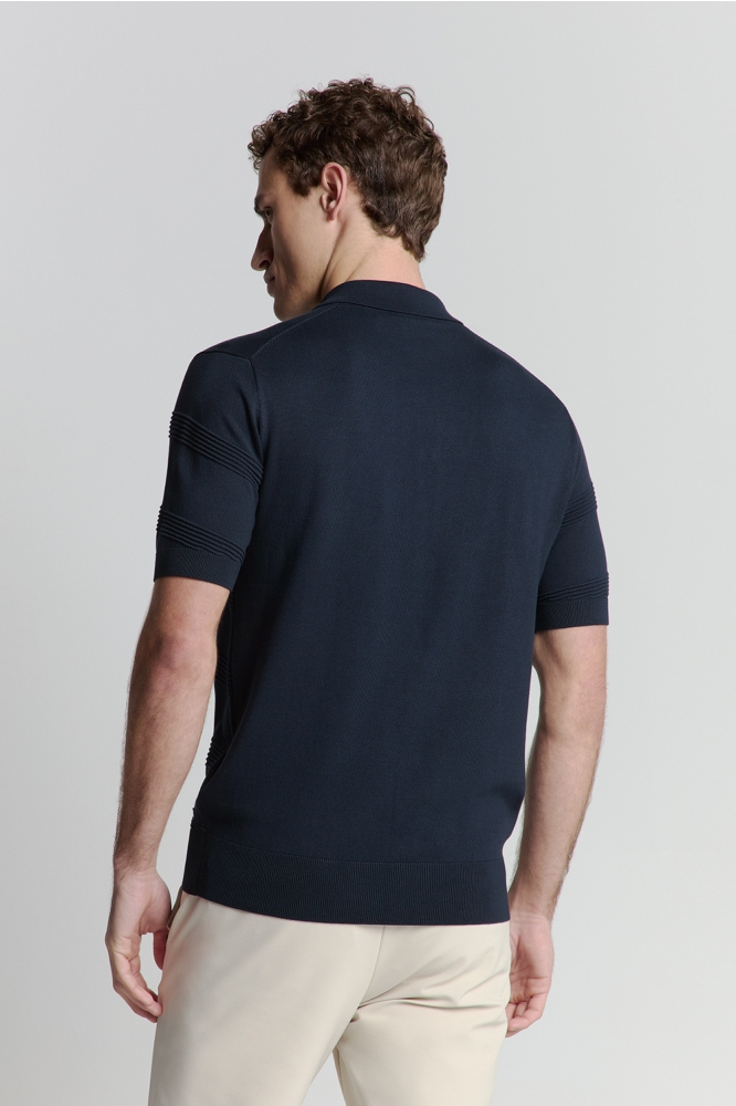 OVERHEMD MET KORTE MOUW EN KNOOPSLUITING RELIEFGEBREID 27210271 096 DEEP BLUE